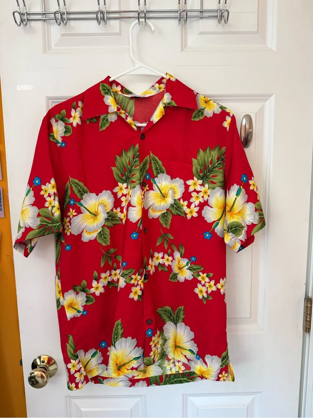 Men's Red Floral Hawaiian Shirt - Tropical Short Sleeve